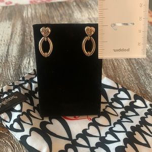 Brighton Oval Hoop Drop Earrings Silver Plate Pierced. Includes pouch.